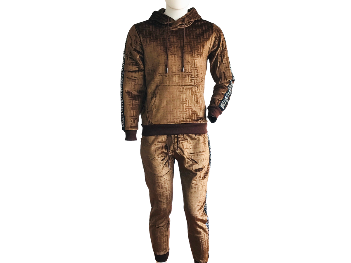 Conjunto de Sudadera y Jogger Cafe Con Franja