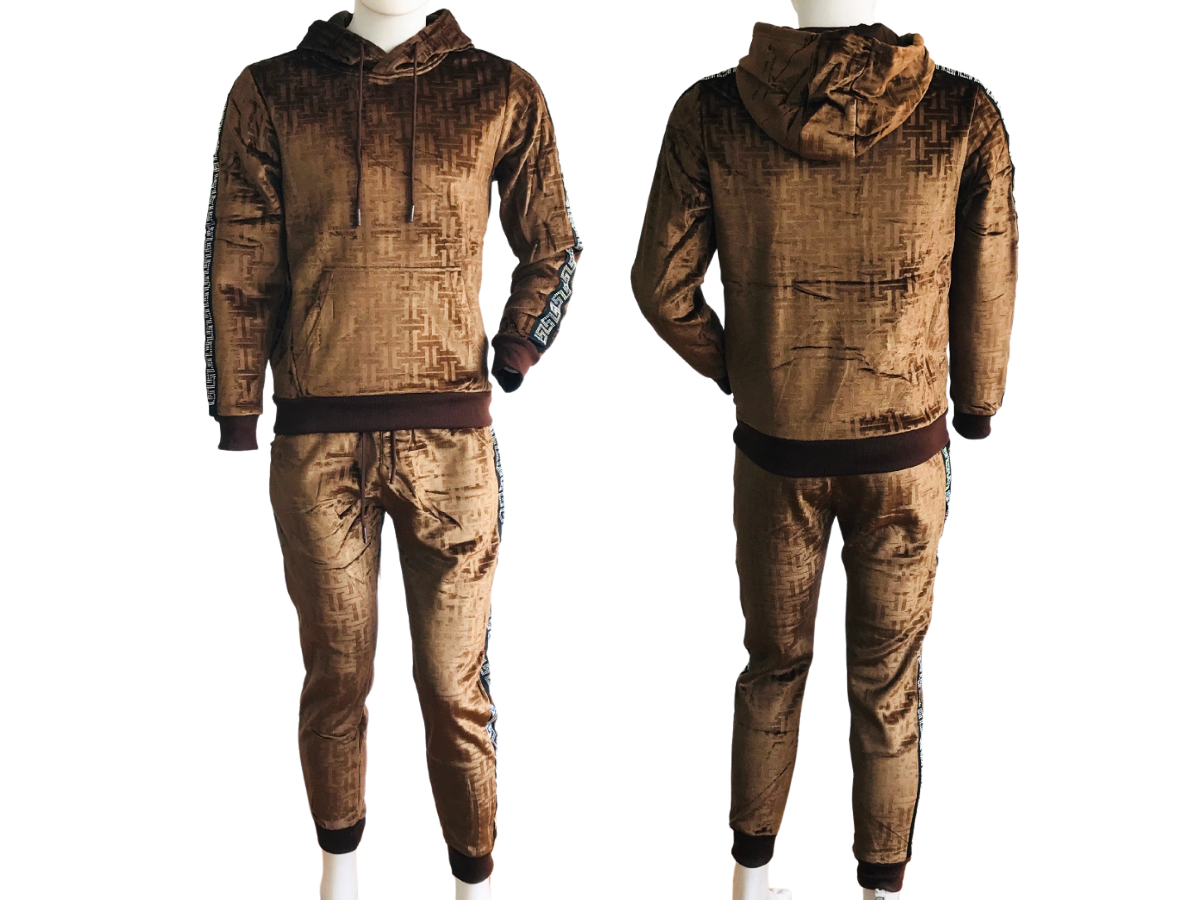 Conjunto de Sudadera y Jogger Cafe Con Franja