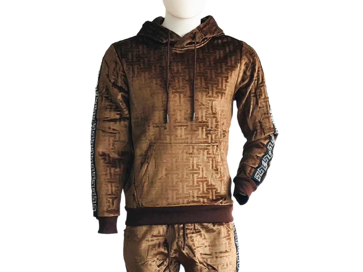 Conjunto de Sudadera y Jogger Cafe Con Franja