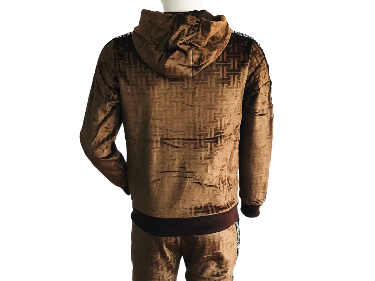 Conjunto de Sudadera y Jogger Cafe Con Franja