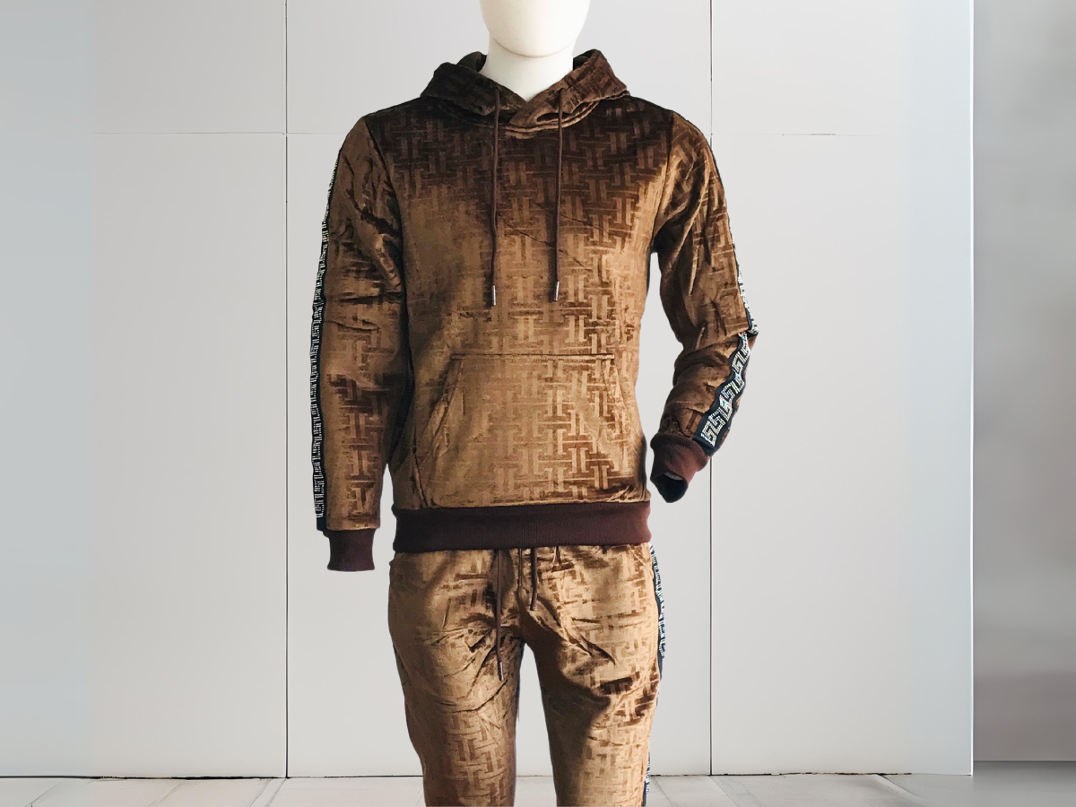 Conjunto de Sudadera y Jogger Cafe Con Franja