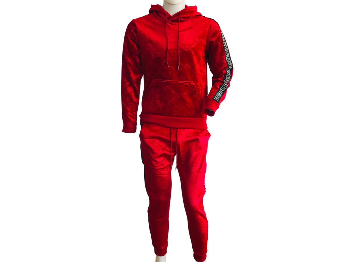 Conjunto de Sudadera y Jogger Rojo Con Franja