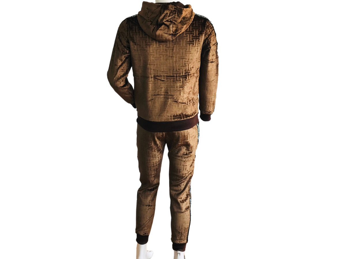 Conjunto de Sudadera y Jogger Cafe Con Franja