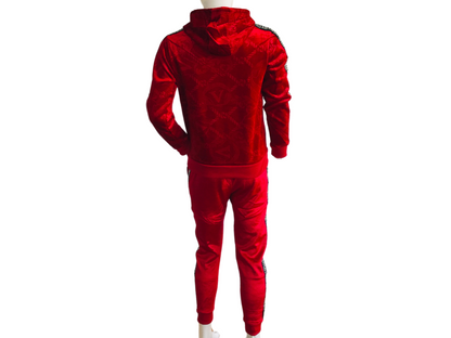 Conjunto de Sudadera y Jogger Rojo Con Franja