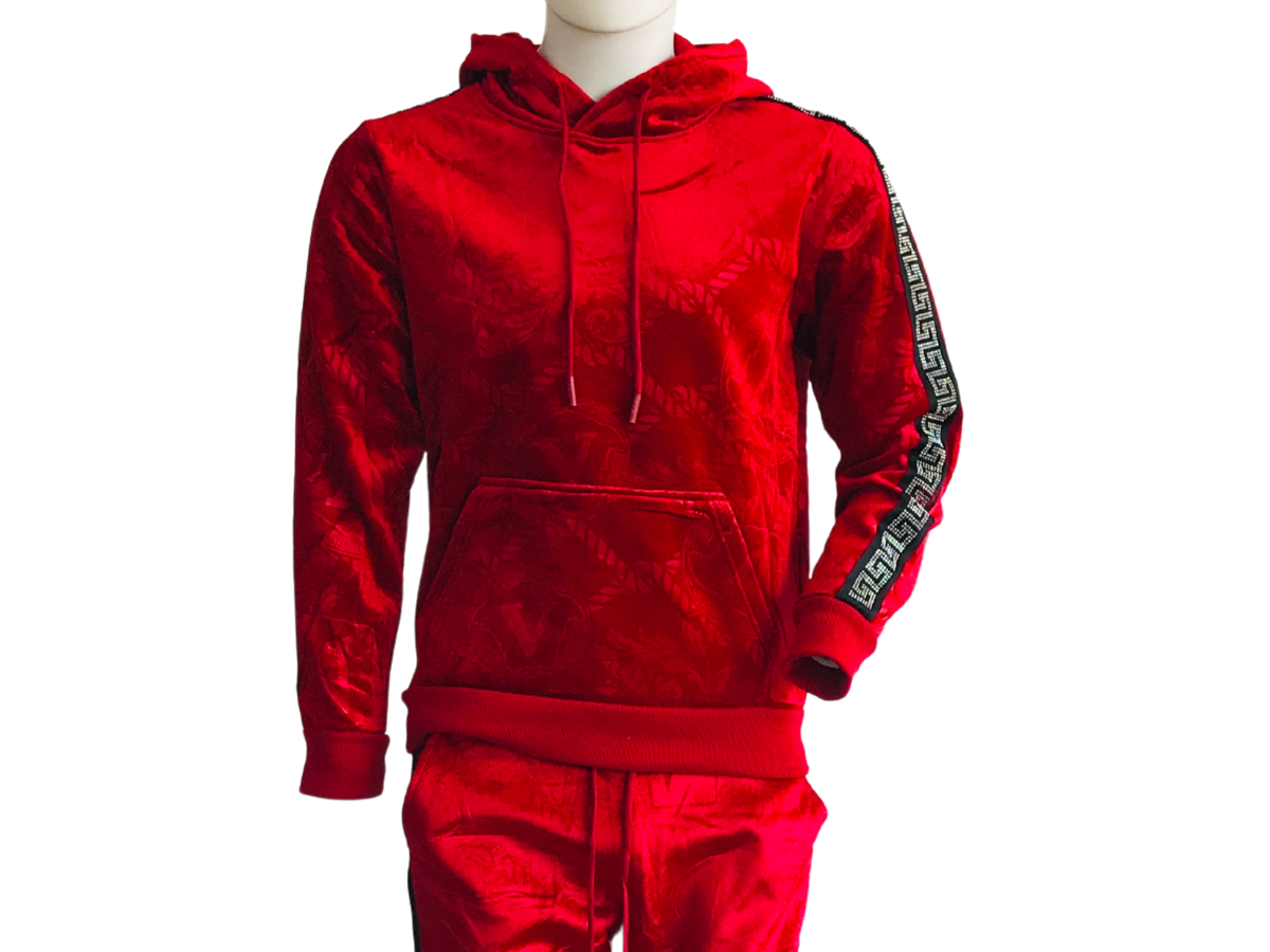 Conjunto de Sudadera y Jogger Rojo Con Franja