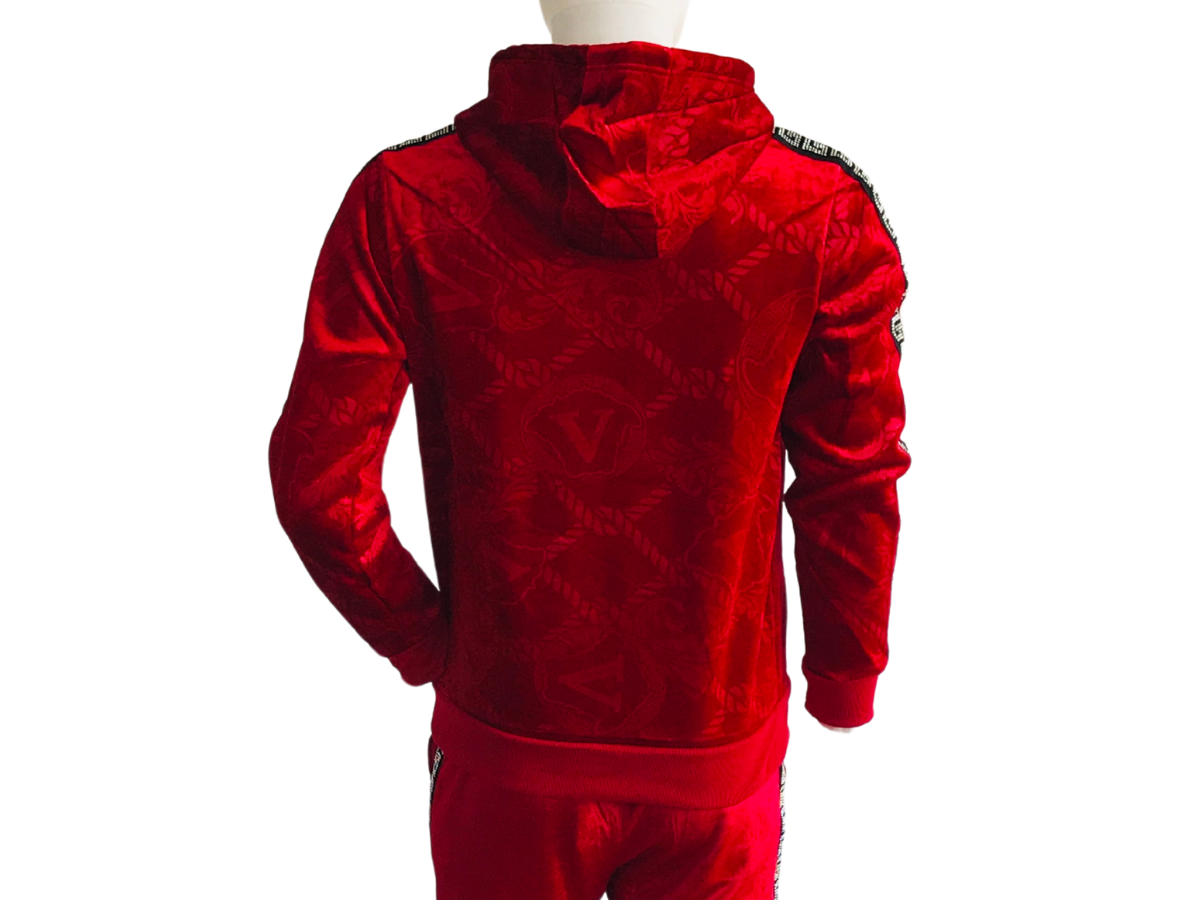 Conjunto de Sudadera y Jogger Rojo Con Franja