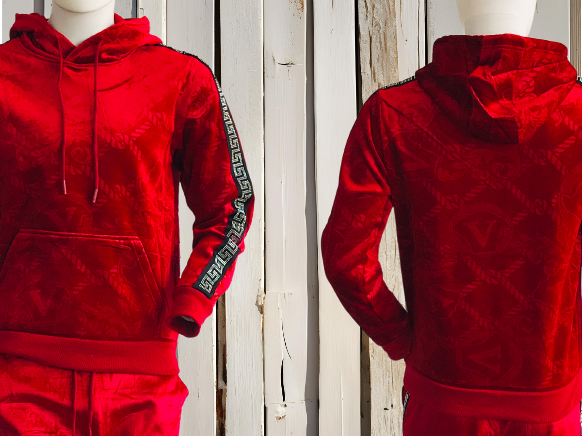 Conjunto de Sudadera y Jogger Rojo Con Franja